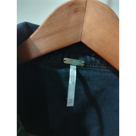 Free People Distressed Mixed Media Denim Jacket - Picture 2 of 5